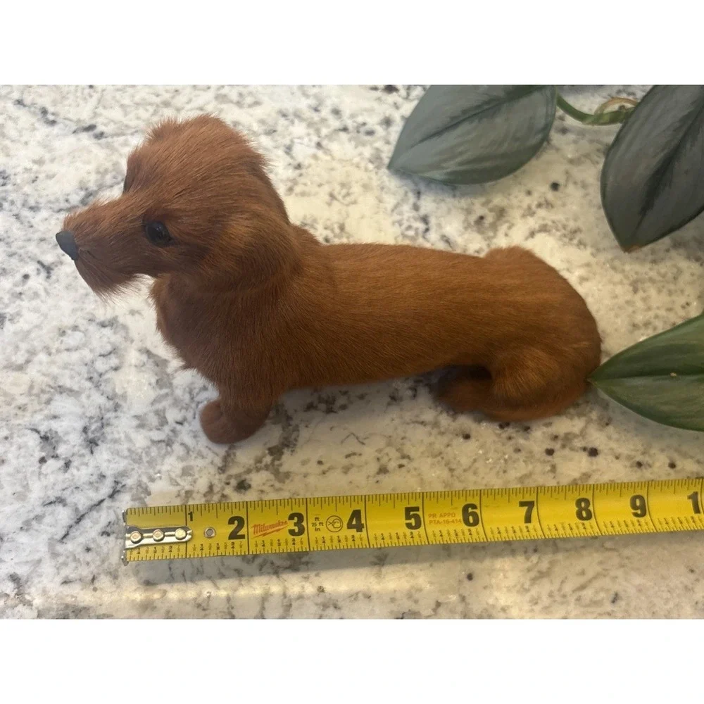 Vintage Real Fur Dog Miniature DACHSHUND Life like Soft Red collectible